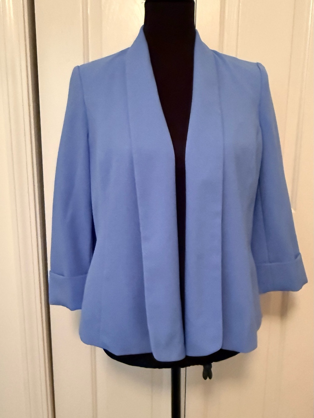 Kasper Light Blue Open-Front Blazer